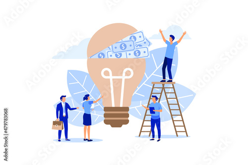 a group of people who invest in the idea, the concept of value, shopping flat vector illustration 