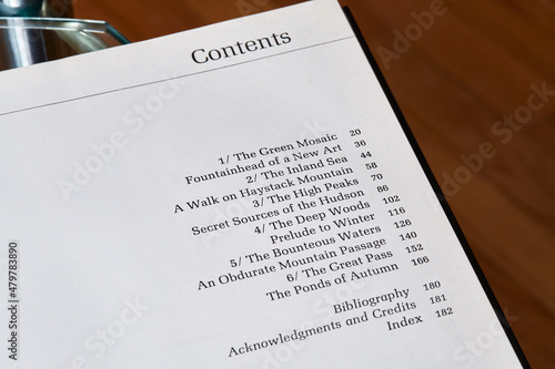 Open textbook page. Table of contents. photo