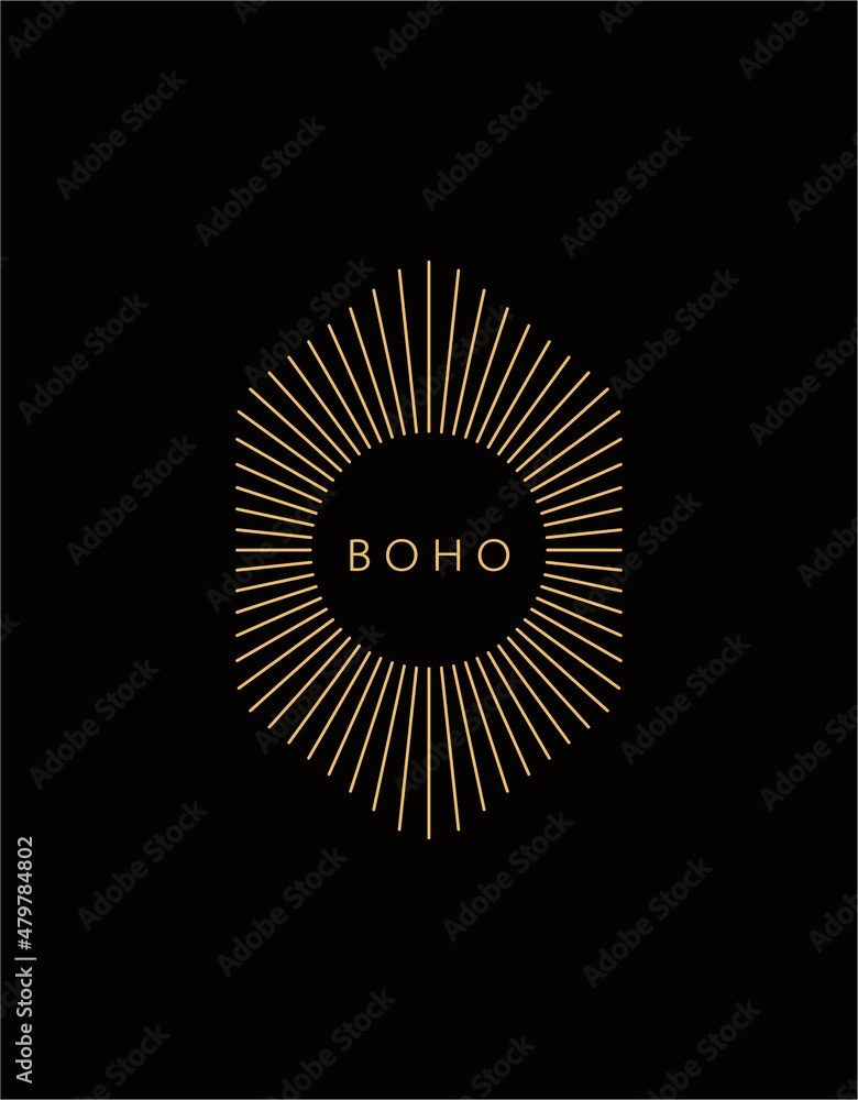Logo in a modern style. Vector linear icon. Boho characters - sun logo design templates - abstract design elements for decoration in modern minimalist style for social media posts, stories.