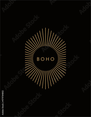 Logo in a modern style. Vector linear icon. Boho characters - sun logo design templates - abstract design elements for decoration in modern minimalist style for social media posts, stories.