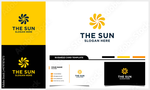 abstract swirl sun logo concept with business card template