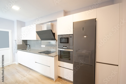 modern kitchen perfectly equipped with its appliances in a house