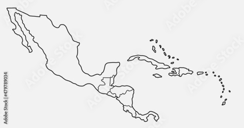 doodle freehand drawing of central america map. photo