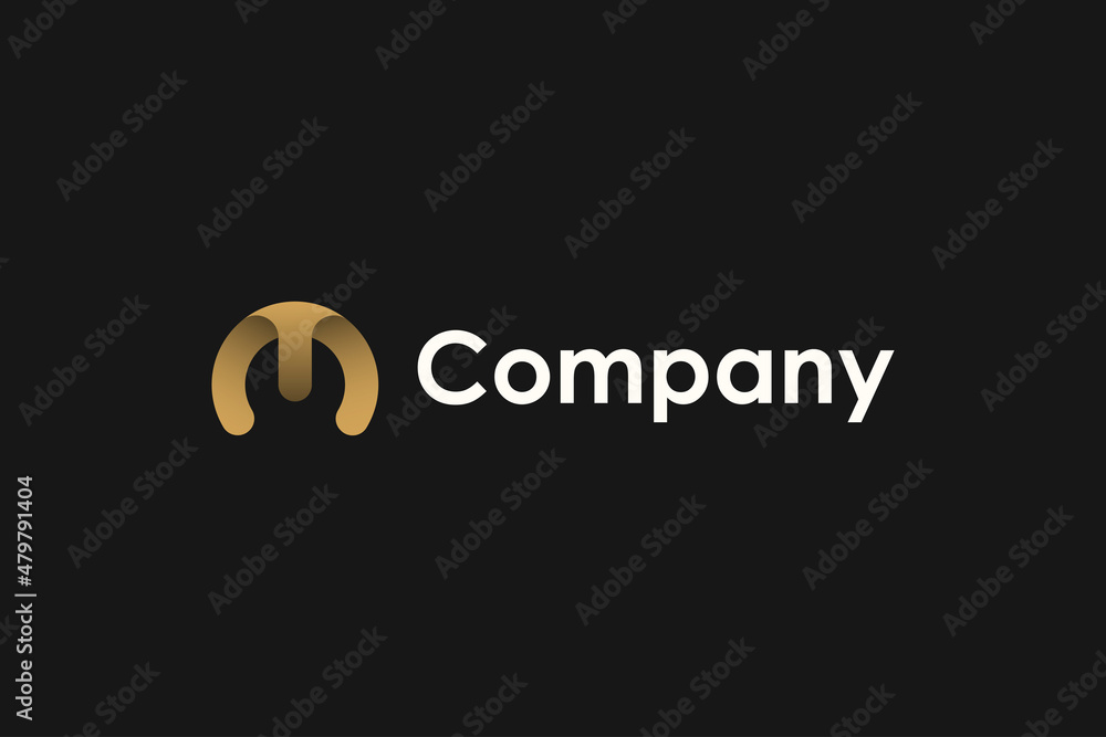 Abstract Initial Letter M Logo. Gold Rounded Shape Origami Style isolated on Black Background. Flat Vector Circular Logo Design Template Element for Business, Technology and Branding Logos. Abstract Initial Letter M Logo. Gold Rounded Shape Origami Style isolated on Black Background. Flat Vector Circular Logo Design Template Element for Business, Technology and Branding Logos.