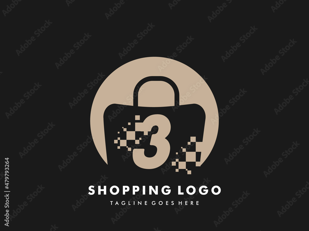 vector shopping bag isolated circle with number 3, Fast Shopping icon , Creative Fast Shop, Creative Fast Shopping logo templates. vector shopping bag isolated circle with number 3, Fast Shopping icon , Creative Fast Shop, Creative Fast Shopping logo templates.