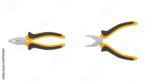 Realistic pliers on white background. Vector illustration. photo
