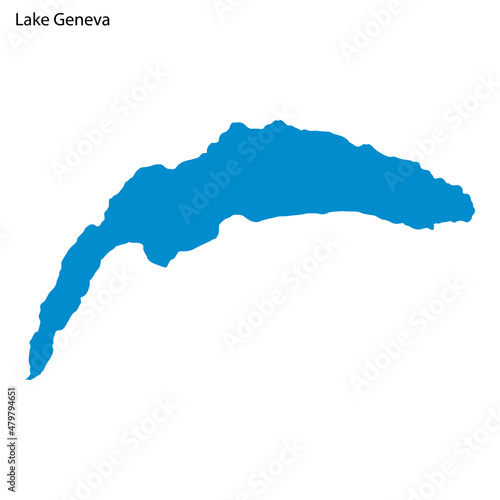 Blue outline map of Geneva Lake, Isolated vector siilhouette