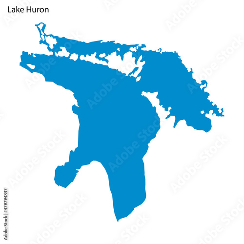 Blue outline map of Huron Lake, Isolated vector siilhouette photo