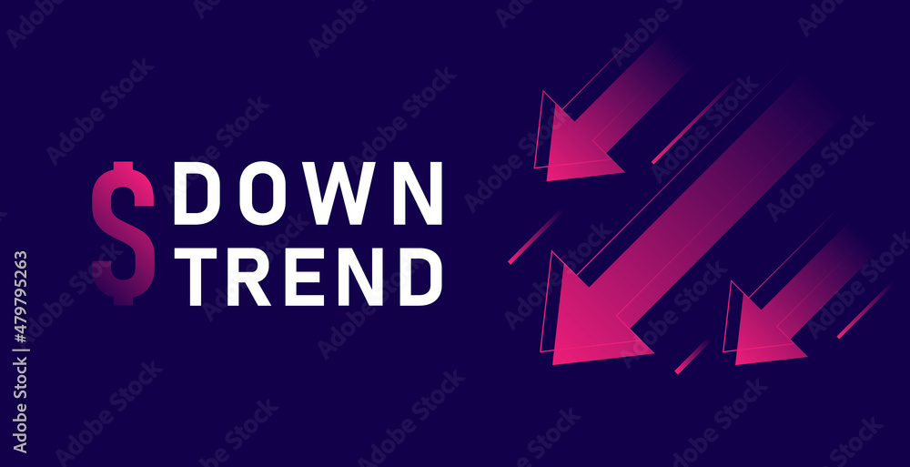 Фотография Down trend with arrows isolated on dark background