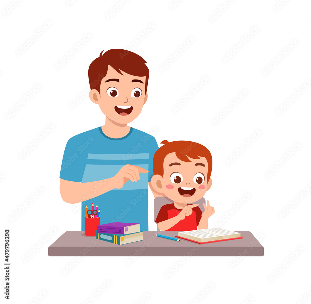cute little boy study math with father cute little boy study math with father