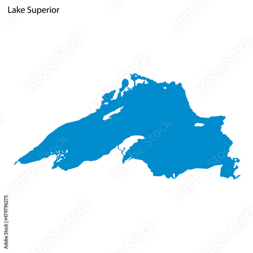 Fototapeta Naklejka Na Ścianę i Meble -  Blue outline map of Superior Lake, Isolated vector siilhouette
