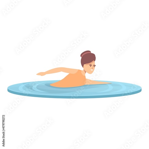 Synchro swim icon cartoon vector. Sport swimmer. Water skill