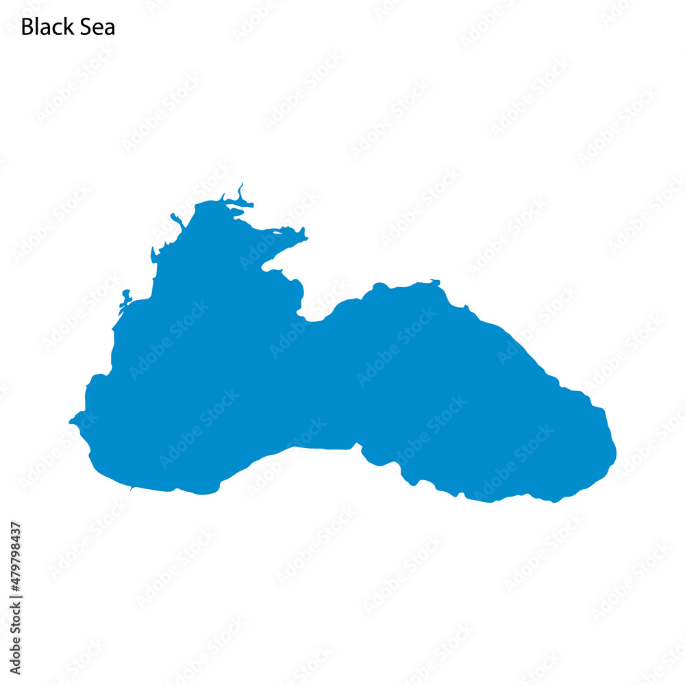 Fototapeta premium Blue outline map of Black Sea, Isolated vector siilhouette