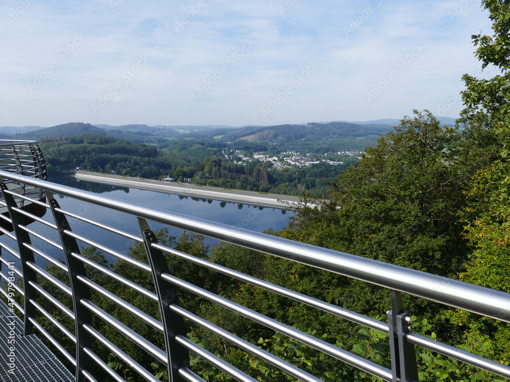 View of the Biggetalsperre (Bigge lake) in the Sauerland, North Rhine-Westphalia, Germany