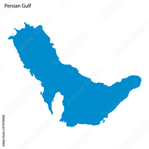 Tableau sur toile Blue outline map of Persian Gulf, Isolated vector siilhouette