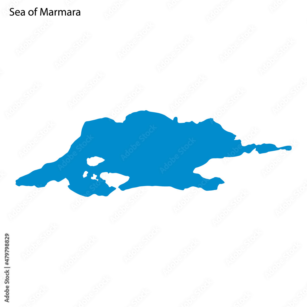 Ταπετσαρία Blue outline map of Sea of Marmara, Isolated vector siilhouette