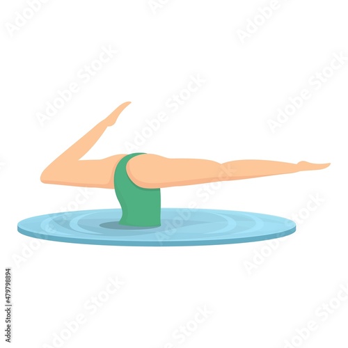 Water leg skill icon cartoon vector. Synchronized swimming. Sport ballet