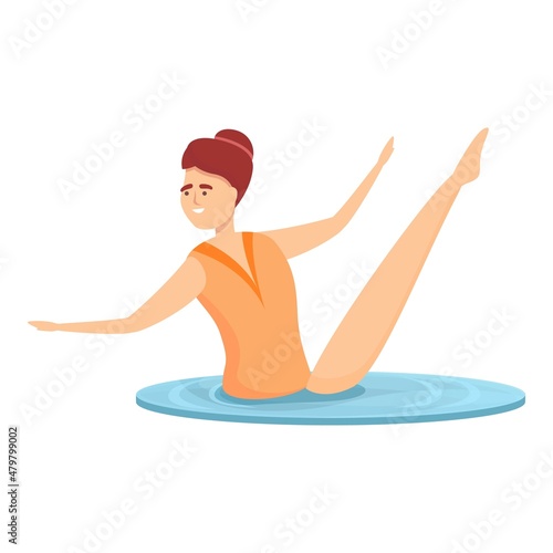 Pool gymnastics icon cartoon vector. Synchronized swim. Sport ballet