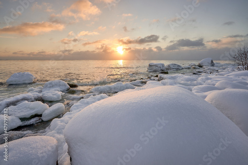 sunrise over the frozen sea