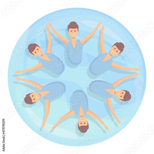 Synchronized swimming group icon cartoon vector. Sport ballet. Water team