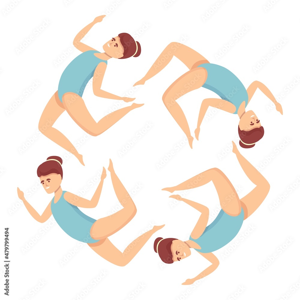 Synchronized swimming circle icon cartoon vector. Sport swim. Team ballet