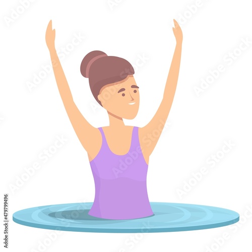 Synchronized swimming exercise icon cartoon vector. Water team. Leg skill