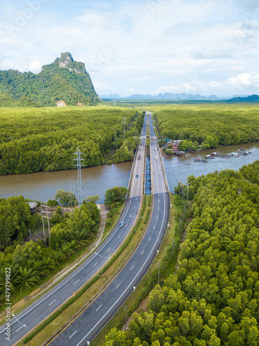 high angle view of Bangpat canal in Phang-nga