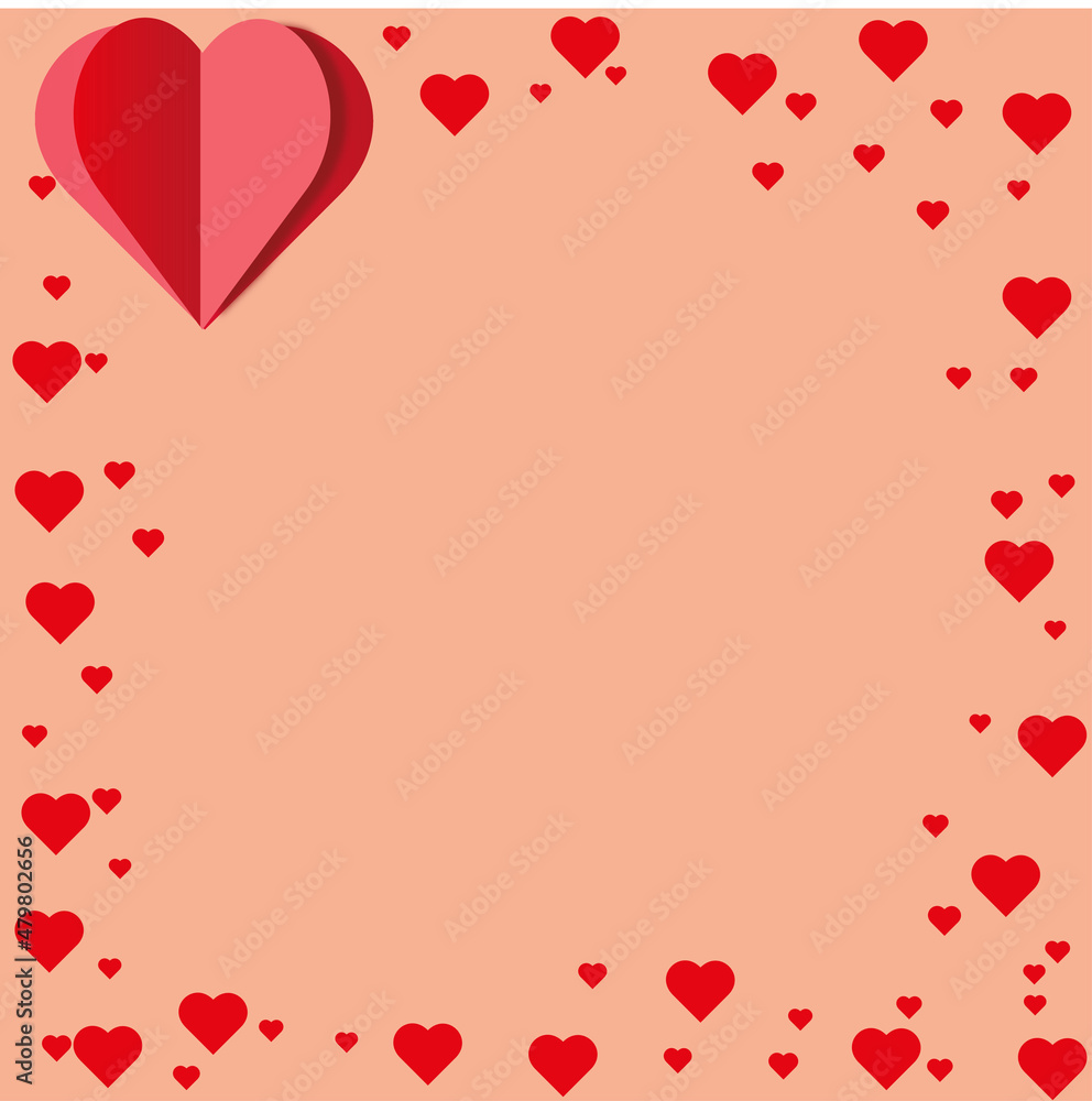 Valentine's Day card with hearts. Background for greeting cards. Wedding invitation.