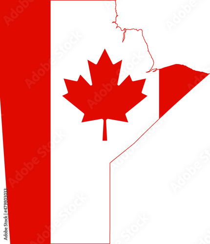 Flat vector administrative flag map of the Canadian province of MANITOBA combined with official flag of CANADA