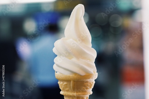 Soft Serve Sweet Ice cream on blue background