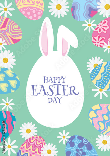 colorful happy easter day card and banner design 