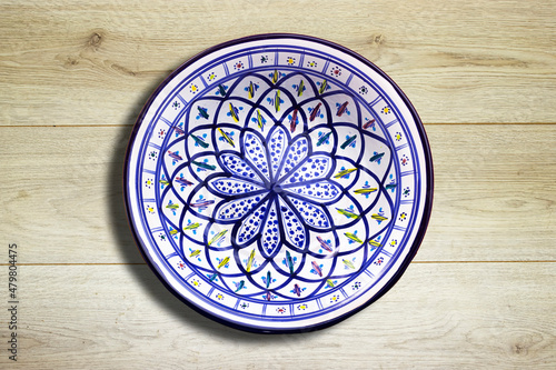 Seamless colorful pattern on plate. Vintage decorative element. Hand drawn pattern in turkish style. Islam, Arabic, Indian, ottoman motif