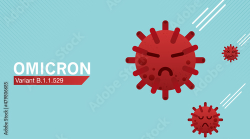 B.1.1.529 Omicron of covid 19 virus. New variant omicron outbreak from Africa and coronaviruses influenza background. vector design