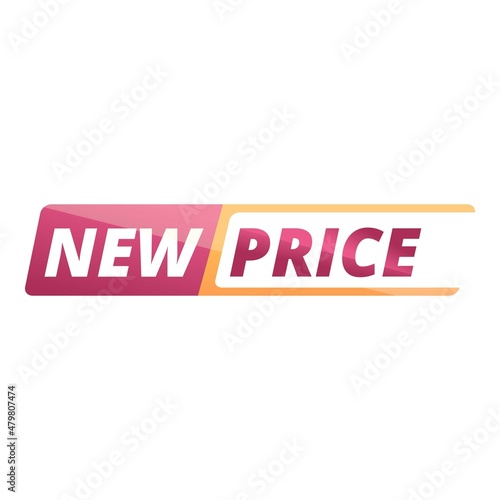 New price flasher icon cartoon vector. Product ribbon. Label tag