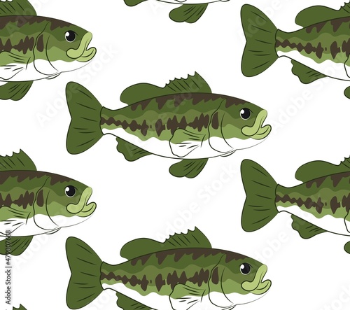 Fish seamless pattern. Various fish on white background