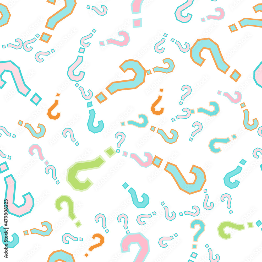 Quiz seamless pattern. Question marks, doubt, faq Quiz seamless pattern. Question marks, doubt, faq