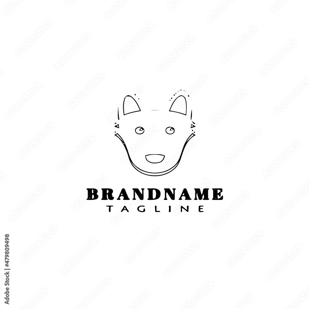 cute dog logo cartoon icon design black isolated vector illustration