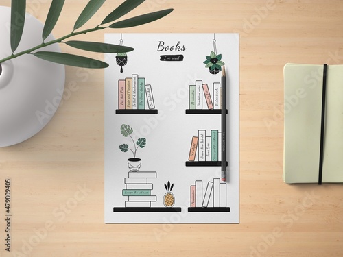 Book planner/tracker coloring