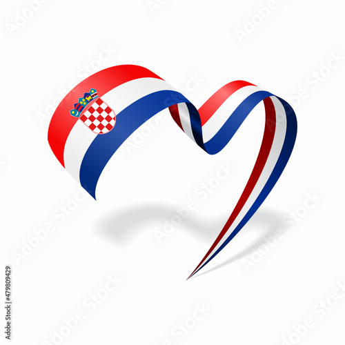 Croatian flag heart shaped ribbon. Vector illustration. photo