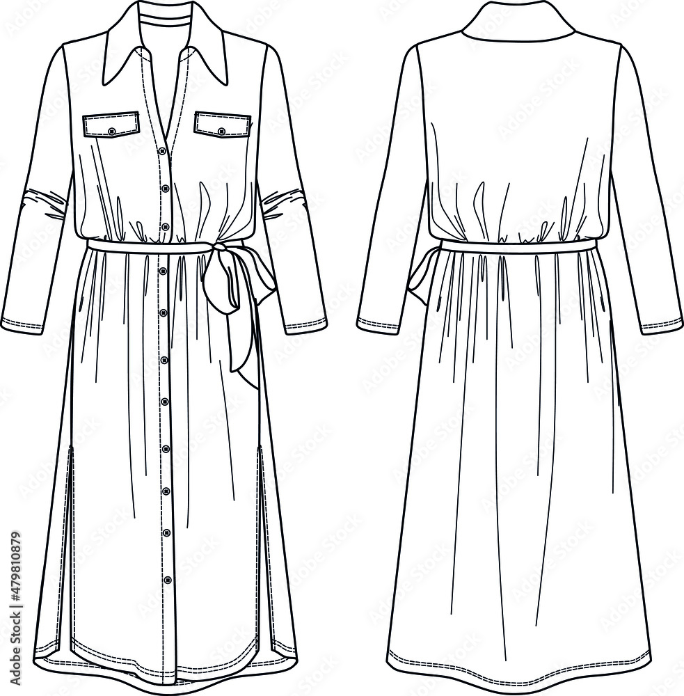 Shirt dress store sketch