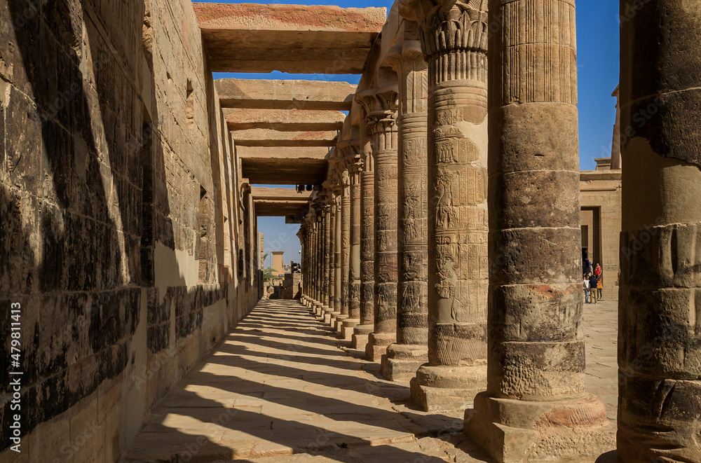 Philae Tempel in Assuan am Nil, Ägypten, Detailansicht Philae Tempel in Assuan am Nil, Ägypten, Detailansicht