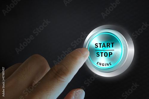 Car start stop system with finger pressing the button