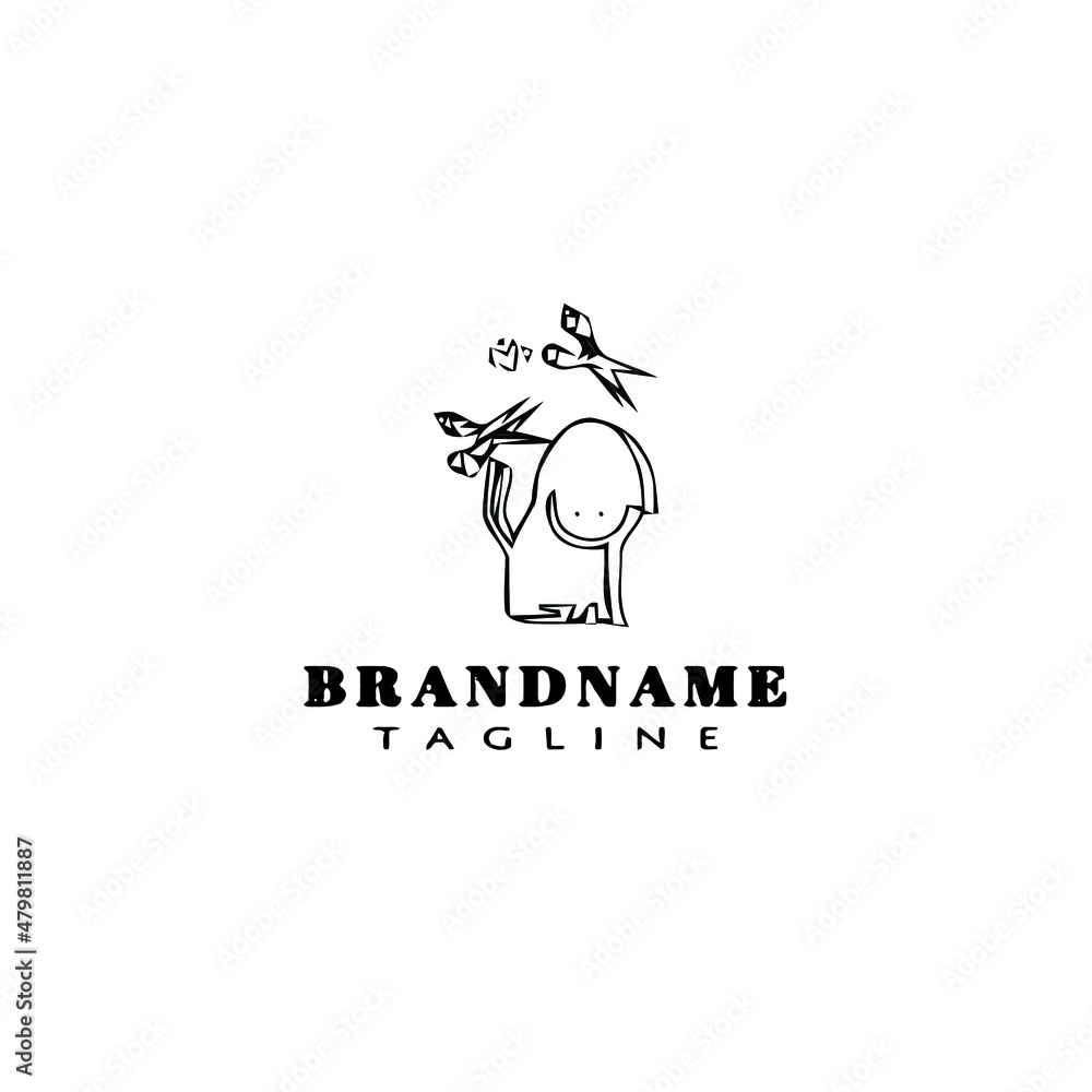 Fototapeta premium dog grooming logo cartoon icon design template black isolated vector illustration