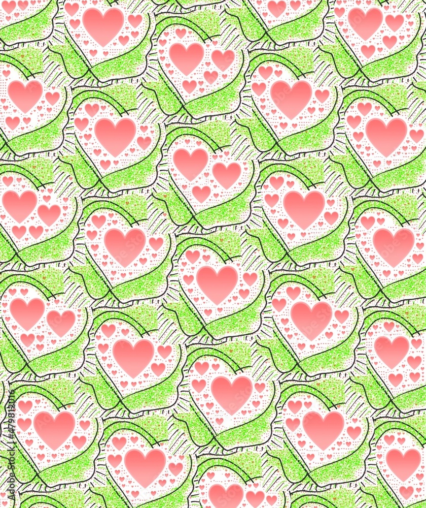 Colorful seamless hearts illustration digital image. Colorful seamless hearts illustration digital image.