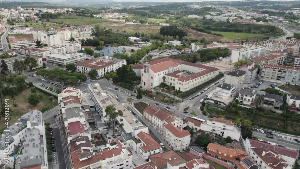 Aerial view Church and convent São Francisco à Portela cityscape, Leiria Aerial view Church and convent São Francisco à Portela cityscape, Leiria