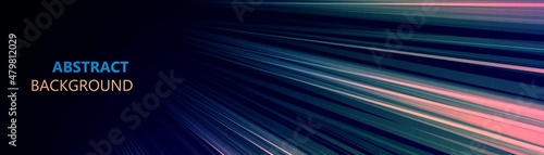 Neon abstract background with light lines. Space for the text. Northern lights. Milky Way. Flash of energy. LED strip. Refraction of light. Traces of rays. Digital technologies. Space. Vector 