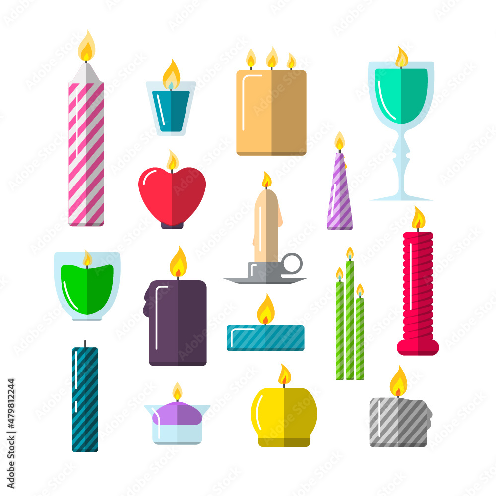 Various Candles. Different shapes and sizes. 