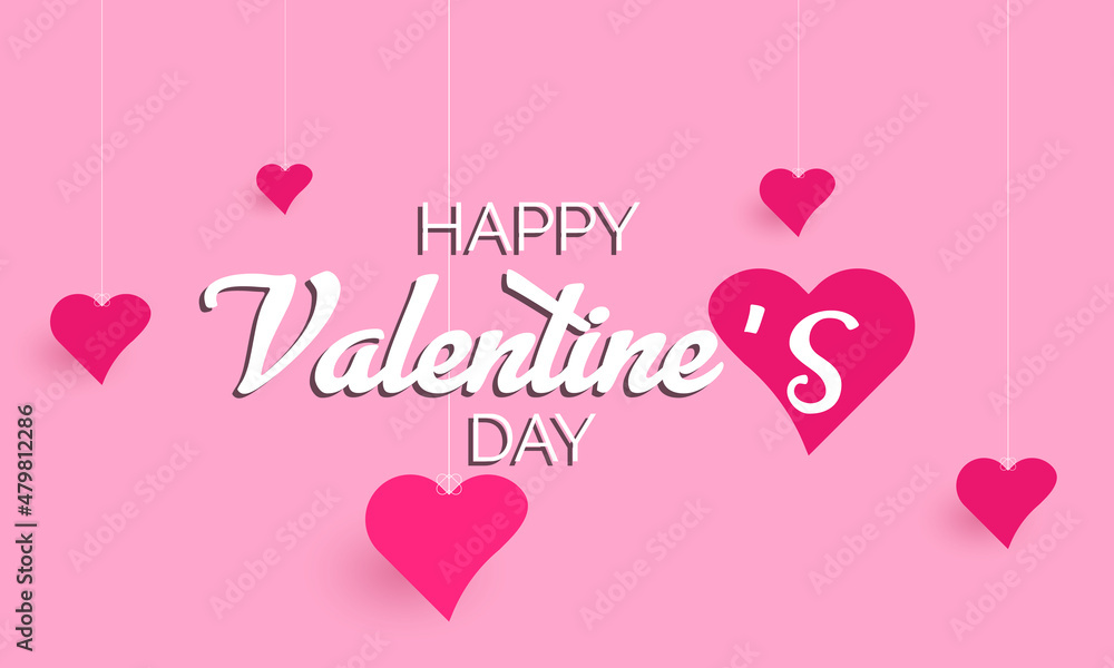 Happy Valentine's Day, 14th February. heart connect vector banner template for banner, card, poster, background.