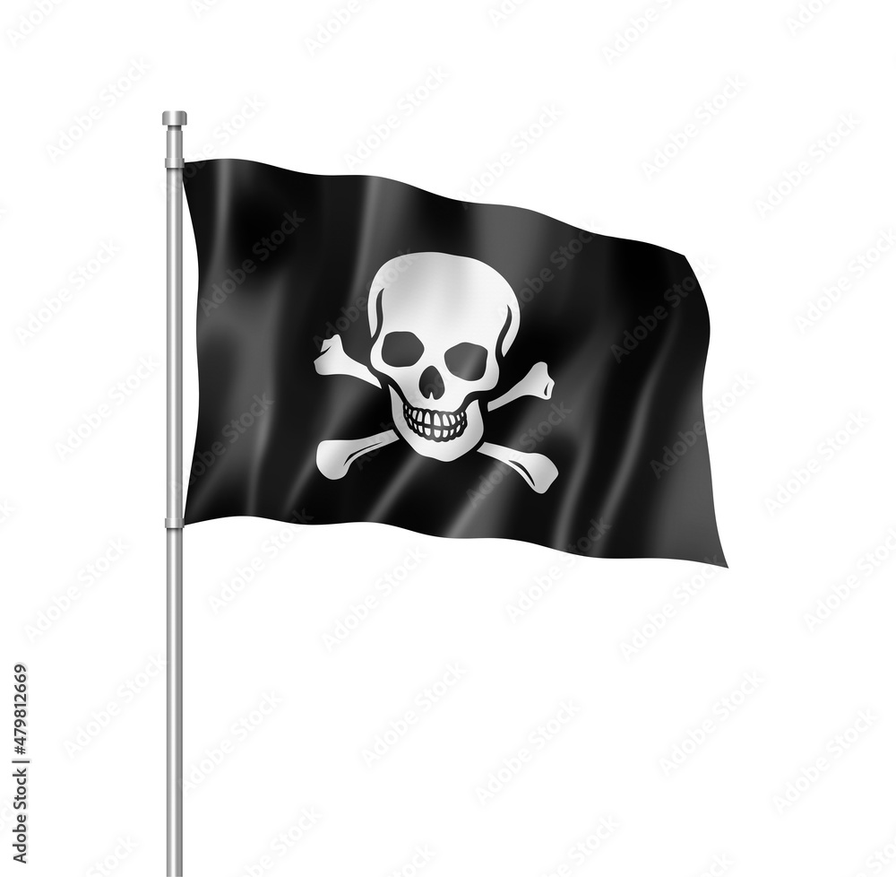 Fototapeta premium Pirate flag, Jolly Roger isolated on white