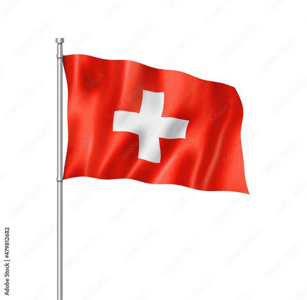 Fototapeta premium Swiss flag isolated on white